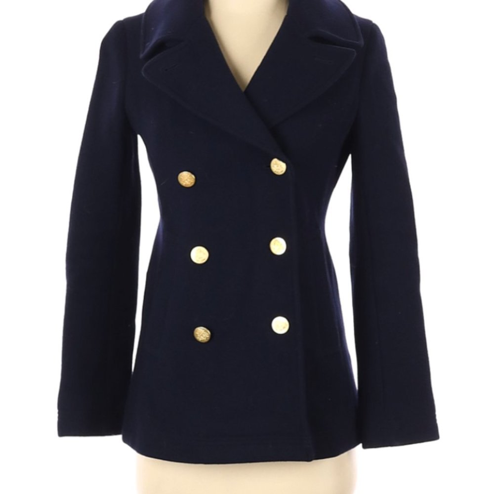 SALE FOR UKRAINIAN RELIEF CHARITIES! J CREW WOOL PEACOAT WITH LINING. SIZE XS/S